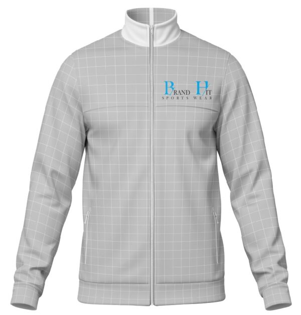 White Grid-Patterned Track Jacket